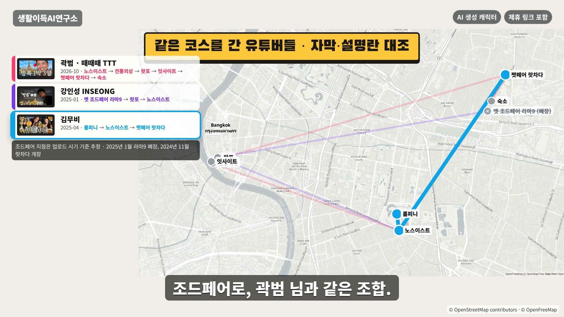 같은 코스를 간 유튜버들